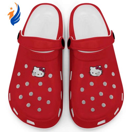 Hello Kitty Icon Red Black Clogs For Kids And Adults Fast Shipping