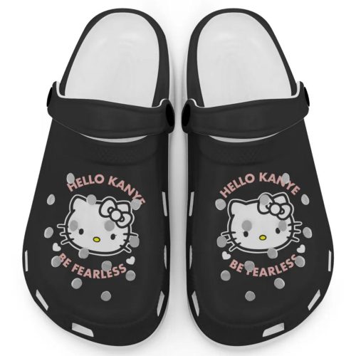 Hello Kitty Kanye Be Fearless Black Clogs For Kids And Adults Fast Shipping