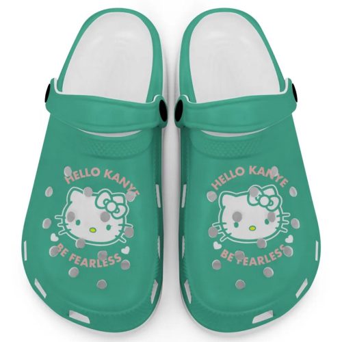 Hello Kitty Kanye Be Fearless Green Clogs For Kids And Adults Fast Shipping