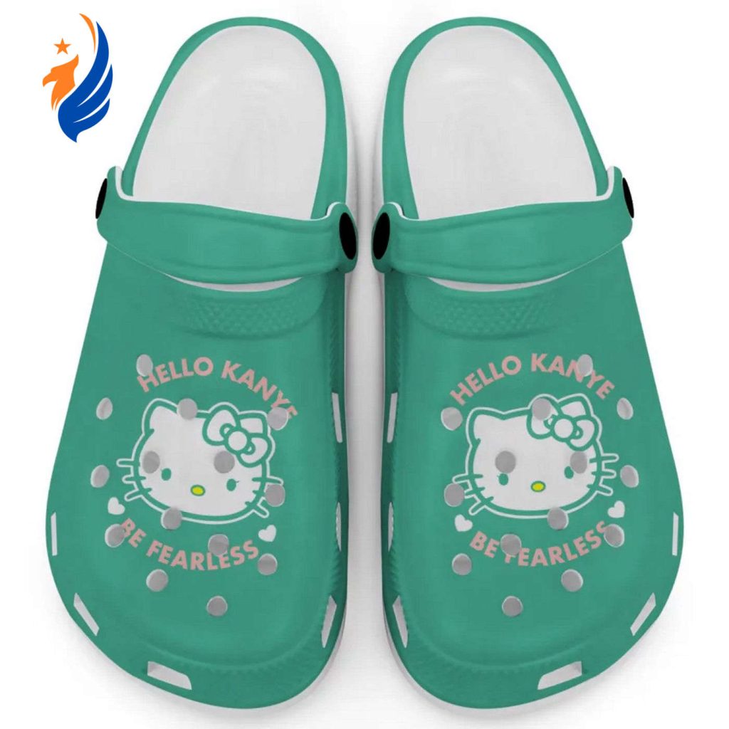 Hello Kitty Kanye Be Fearless Green Clogs For Kids And Adults Fast Shipping Hello Kitty Kanye Be Fearless Green Clogs For Kids And Adults Fast Shipping