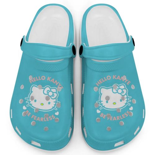 Hello Kitty Kanye Be Fearless Light Blue Clogs For Kids And Adults