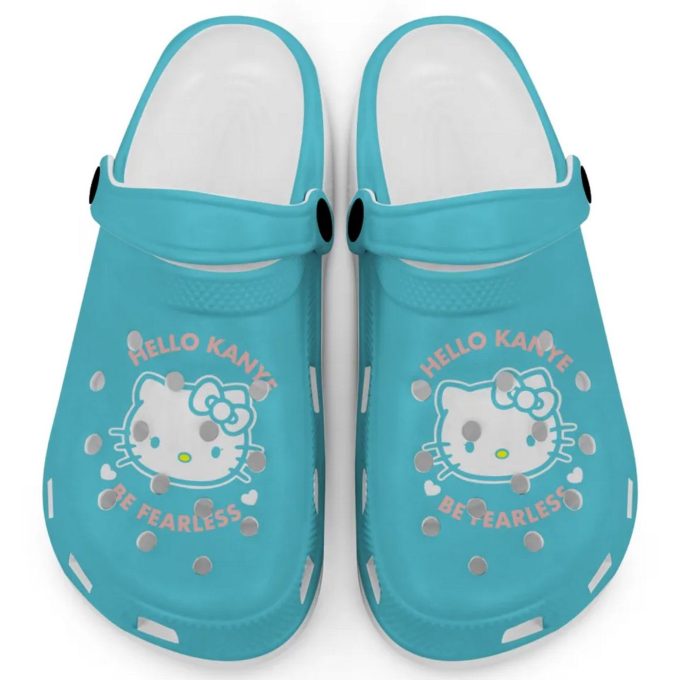 Hello Kitty Kanye Be Fearless Light Blue Clogs For Kids And Adults