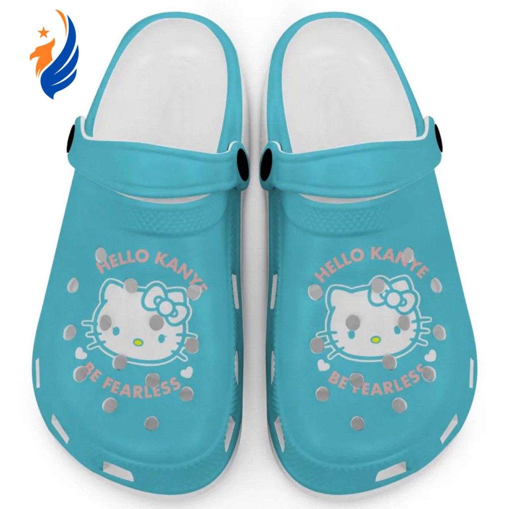 Hello Kitty Kanye Be Fearless Light Blue Clogs For Kids And Adults Hello Kitty Kanye Be Fearless Light Blue Clogs For Kids And Adults
