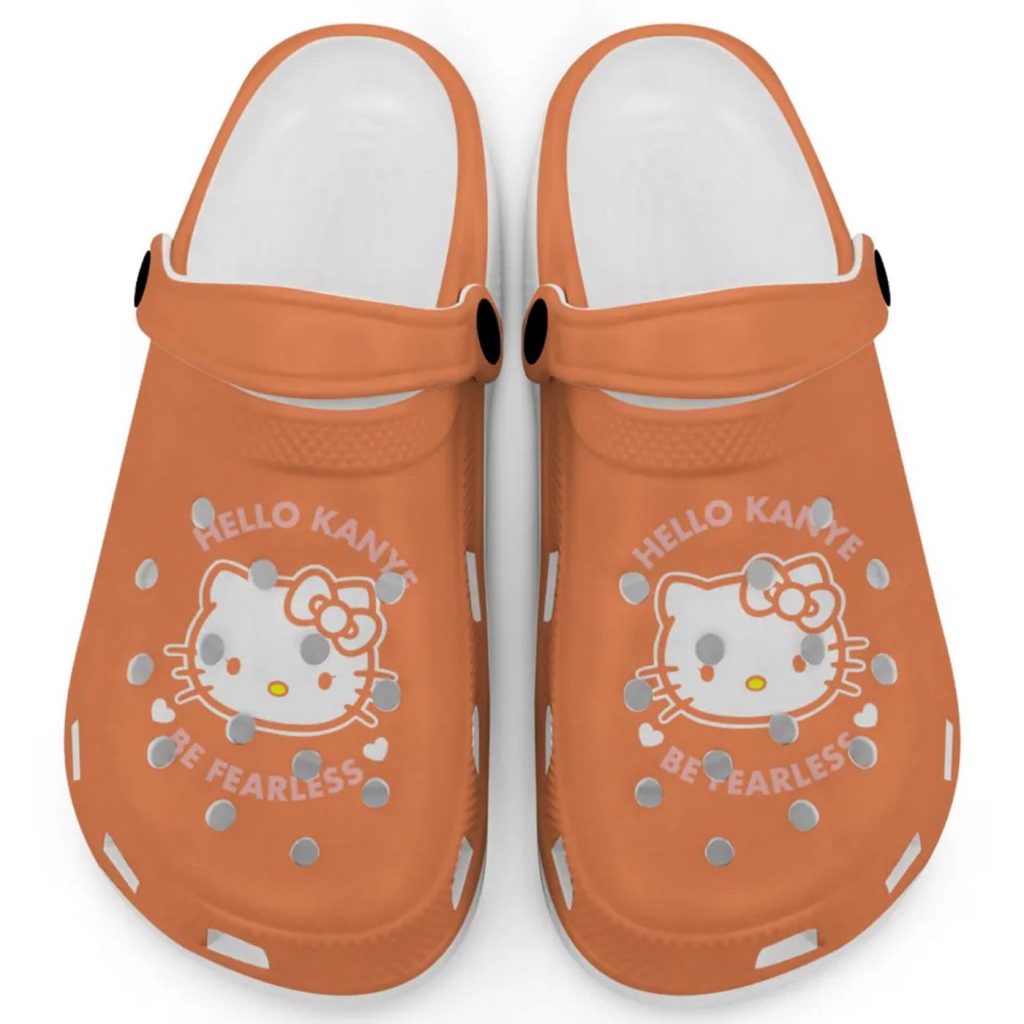 Hello Kitty Kanye Be Fearless Orange Clogs For Kids And Adults Hello Kitty Kanye Be Fearless Orange Clogs For Kids And Adults