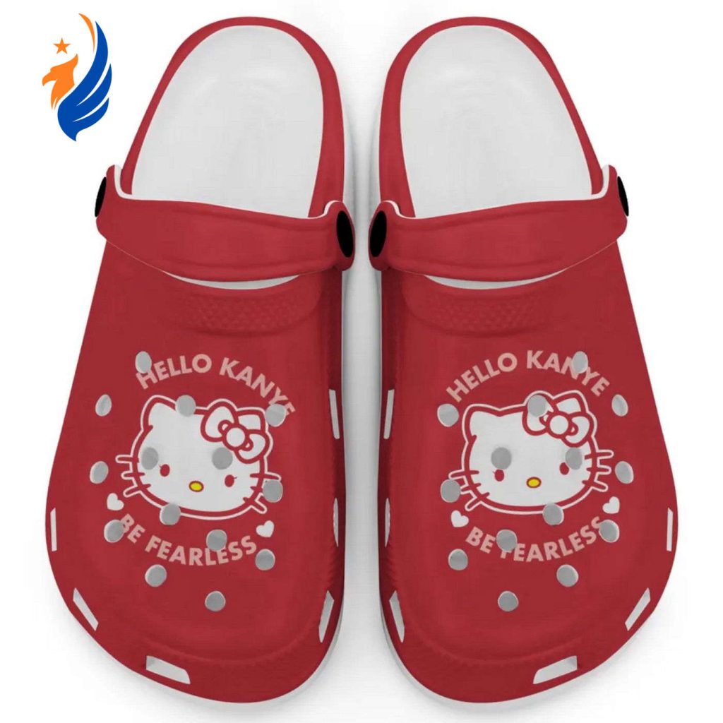 Hello Kitty Kanye Be Fearless Red Clogs For Kids And Adults Hello Kitty Kanye Be Fearless Red Clogs For Kids And Adults