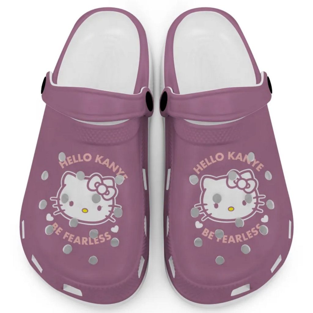 Hello Kitty Kanye Be Fearless Violet Clogs For Kids And Adults Hello Kitty Kanye Be Fearless Violet Clogs For Kids And Adults