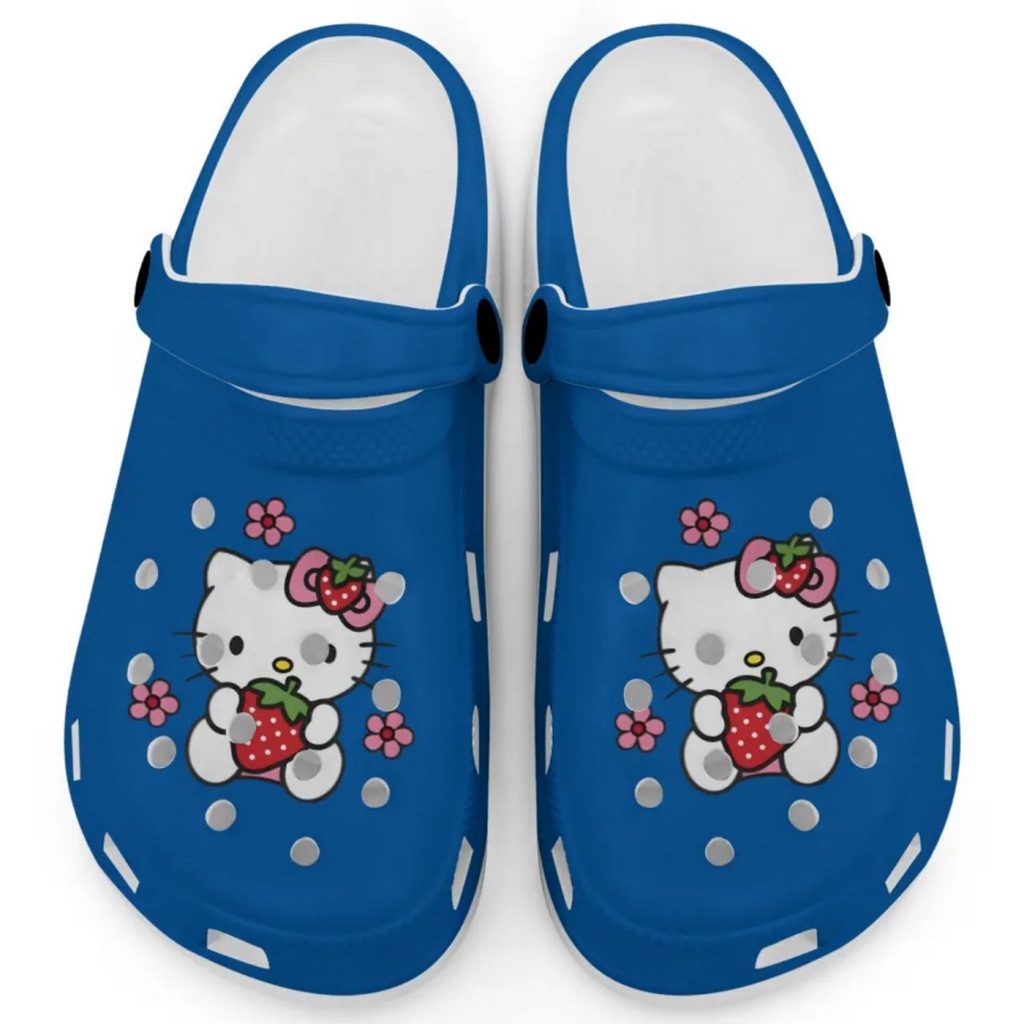 Hello Kitty Love Strowberry Blue Clogs For Kids And Adults Hello Kitty Love Strowberry Blue Clogs For Kids And Adults