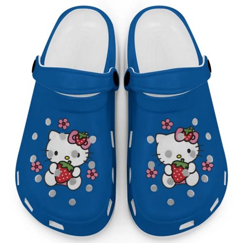 Hello Kitty Love Strowberry Blue Clogs For Kids And Adults