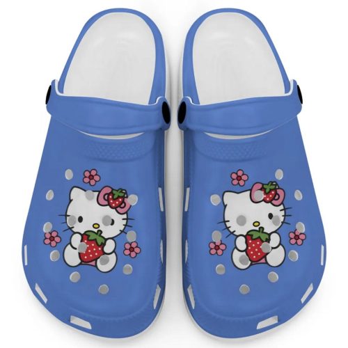 Hello Kitty Love Strowberry Light Blue Clogs For Kids And Adults Fast Shipping
