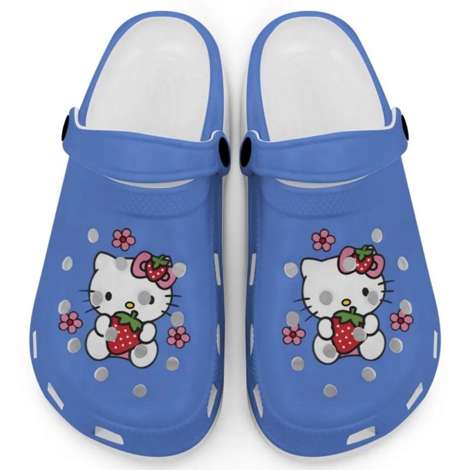 Hello Kitty Love Strowberry Light Blue Clogs For Kids And Adults Fast Shipping