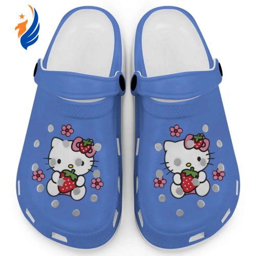 Hello Kitty Love Strowberry Light Blue Clogs For Kids And Adults Fast Shipping