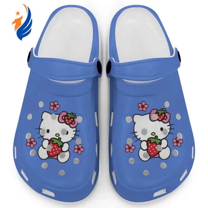 Hello Kitty Love Strowberry Light Blue Clogs For Kids And Adults Fast Shipping