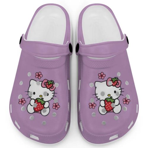 Hello Kitty Love Strowberry Purple Clogs For Kids And Adults Fast Shipping