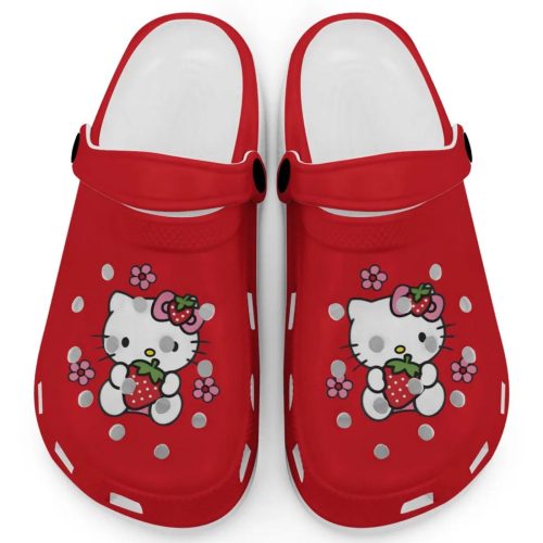 Hello Kitty Love Strowberry Red Clogs For Kids And Adults Fast Shipping