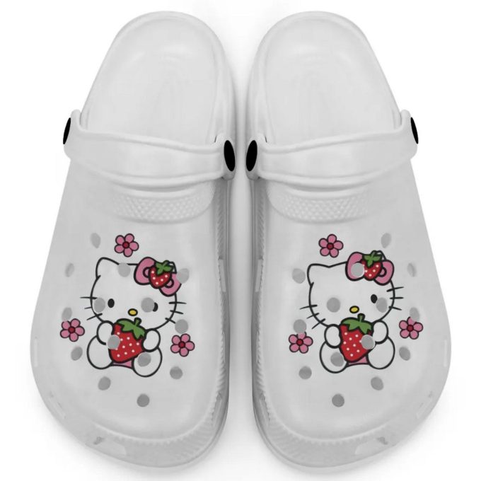 Hello Kitty Love Strowberry White Clogs For Kids And Adults
