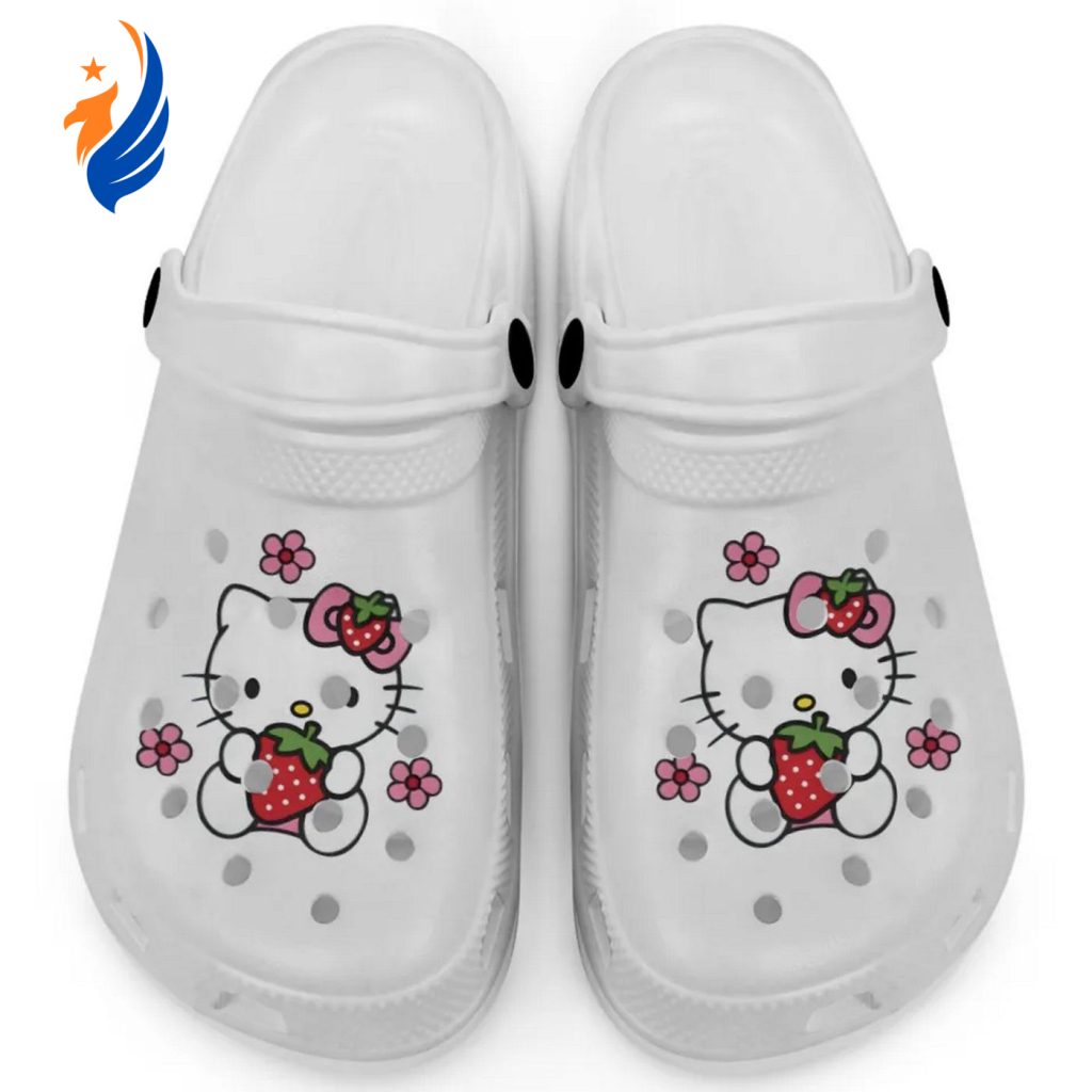 Hello Kitty Love Strowberry White Clogs For Kids And Adults Hello Kitty Love Strowberry White Clogs For Kids And Adults