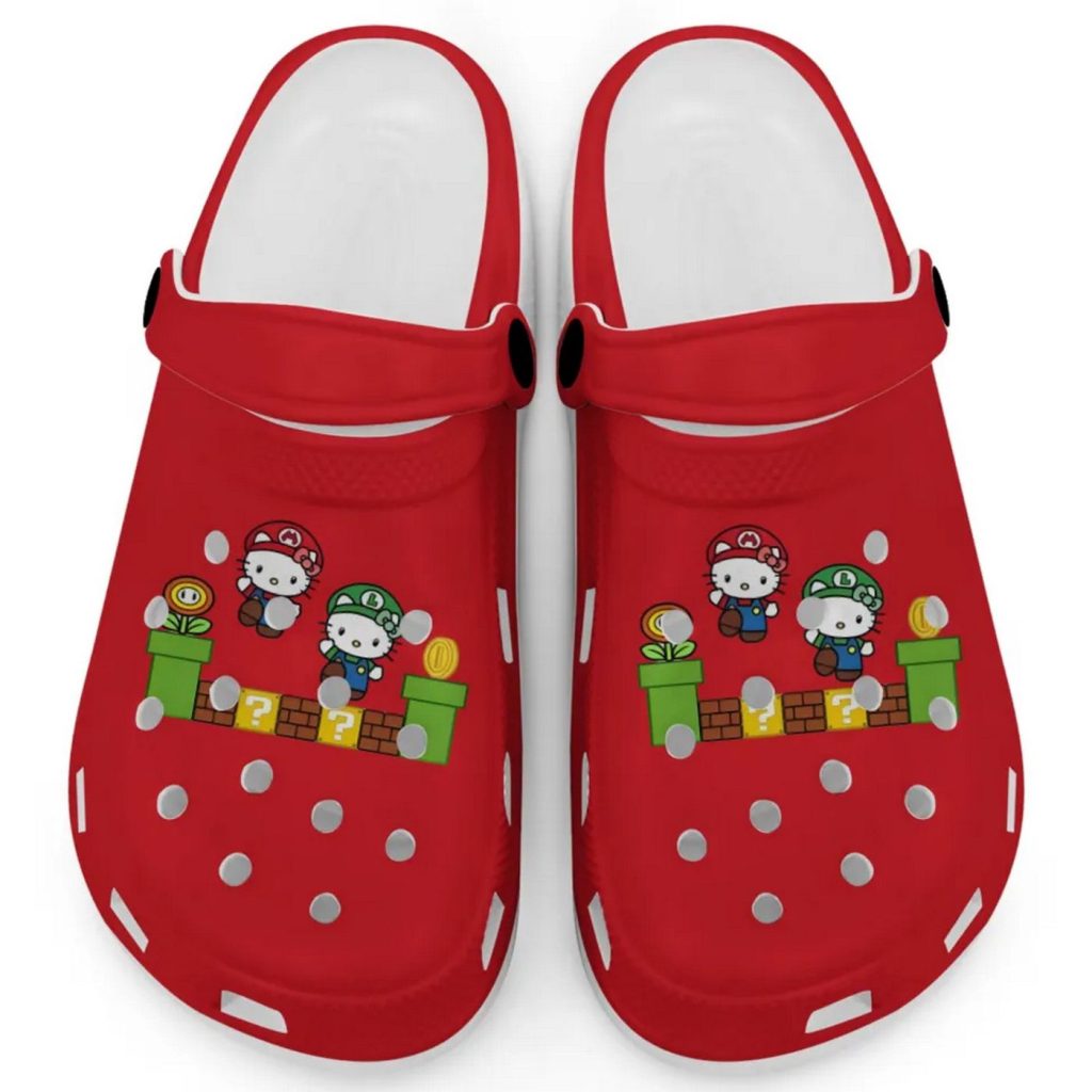 Hello Kitty Mario Luig Red Clogs For Kids And Adults Fast Shipping Hello Kitty Mario Luig Red Clogs For Kids And Adults Fast Shipping
