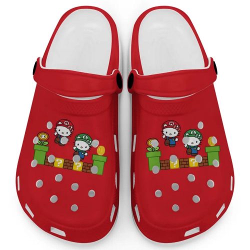 Hello Kitty Mario Luig Red Clogs For Kids And Adults Fast Shipping