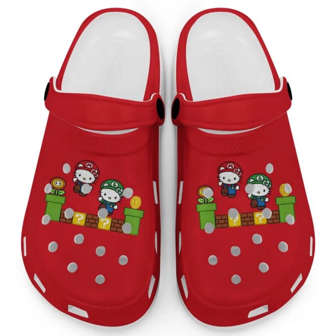 Hello Kitty Mario Luig Red Clogs For Kids And Adults Fast Shipping