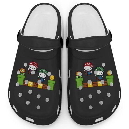 Hello Kitty Mario Luigi Black Clogs For Kids And Adults
