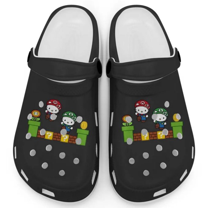 Hello Kitty Mario Luigi Black Clogs For Kids And Adults