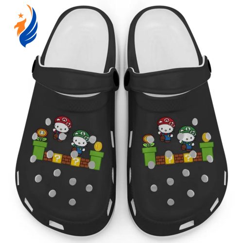 Hello Kitty Mario Luigi Black Clogs For Kids And Adults