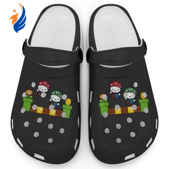 Hello Kitty Mario Luigi Black Clogs For Kids And Adults Hello Kitty Mario Luigi Black Clogs For Kids And Adults
