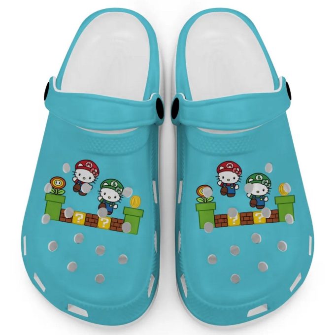 Hello Kitty Mario Luigi Light Blue Clogs For Kids And Adults Fast Shipping