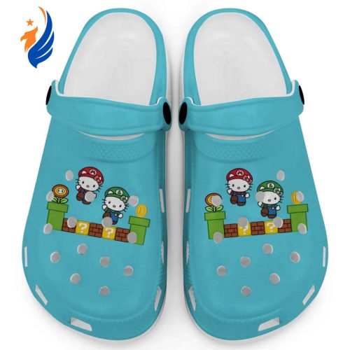 Hello Kitty Mario Luigi Light Blue Clogs For Kids And Adults Fast Shipping