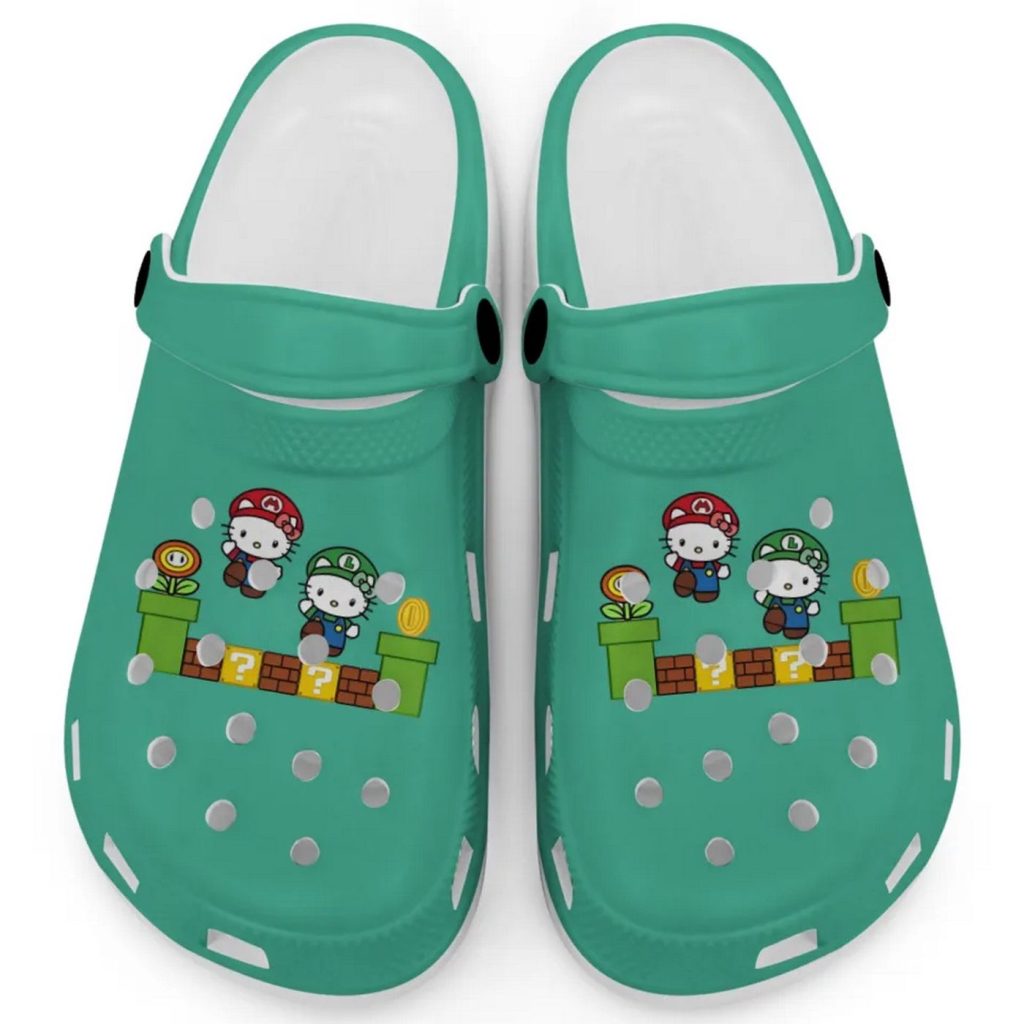 Hello Kitty Mario Luigi Mint Clogs For Kids And Adults Hello Kitty Mario Luigi Mint Clogs For Kids And Adults