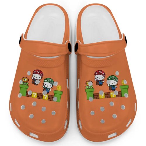 Hello Kitty Mario Luigi Orange Clogs For Kids And Adults Fast Shipping