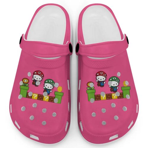 Hello Kitty Mario Luigi Pink Clogs For Kids And Adults Fast Shipping