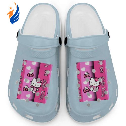 Hello Kitty Pink Stripes Graphite Clogs For Kids And Adults Hello Kitty Pink Stripes Chambray Clogs For Kids And Adults