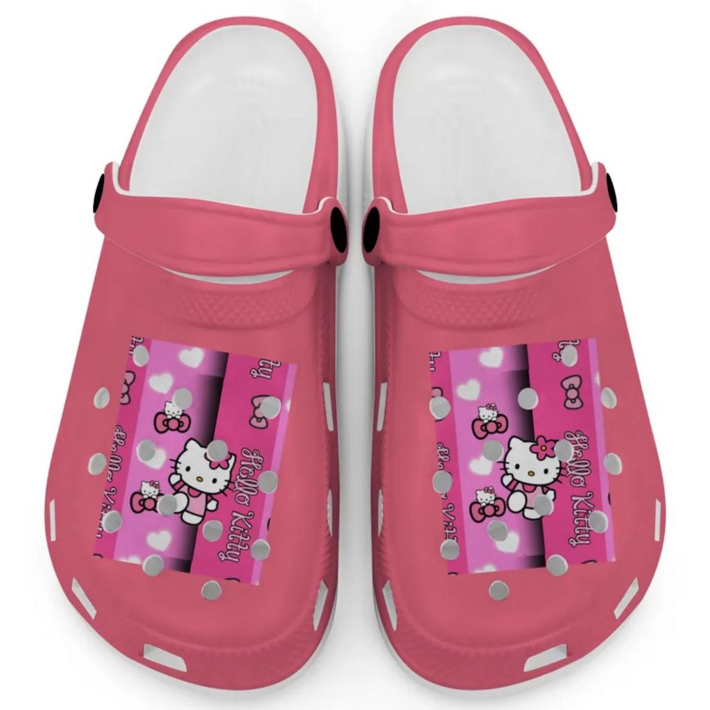 Hello Kitty Pink Stripes Chili Clogs For Kids And Adults Hello Kitty Pink Stripes Chili Clogs For Kids And Adults