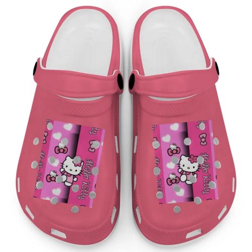 Hello Kitty Pink Stripes Chili Clogs For Kids And Adults
