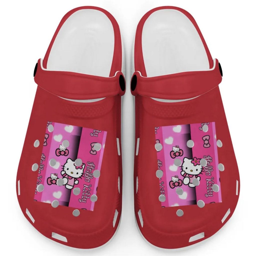 Hello Kitty Pink Stripes Cranberry Clogs For Kids And Adults Hello Kitty Pink Stripes Cranberry Clogs For Kids And Adults
