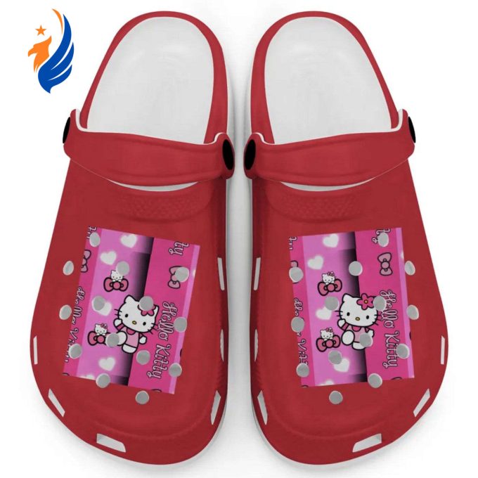 Hello Kitty Pink Stripes Cranberry Clogs For Kids And Adults
