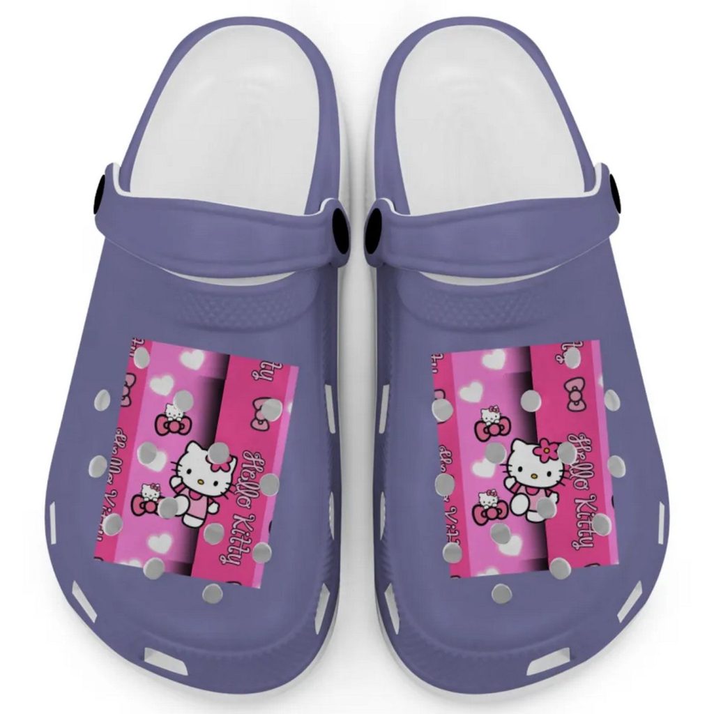 Hello Kitty Pink Stripes Grape Clogs For Kids And Adults Hello Kitty Pink Stripes Grape Clogs For Kids And Adults