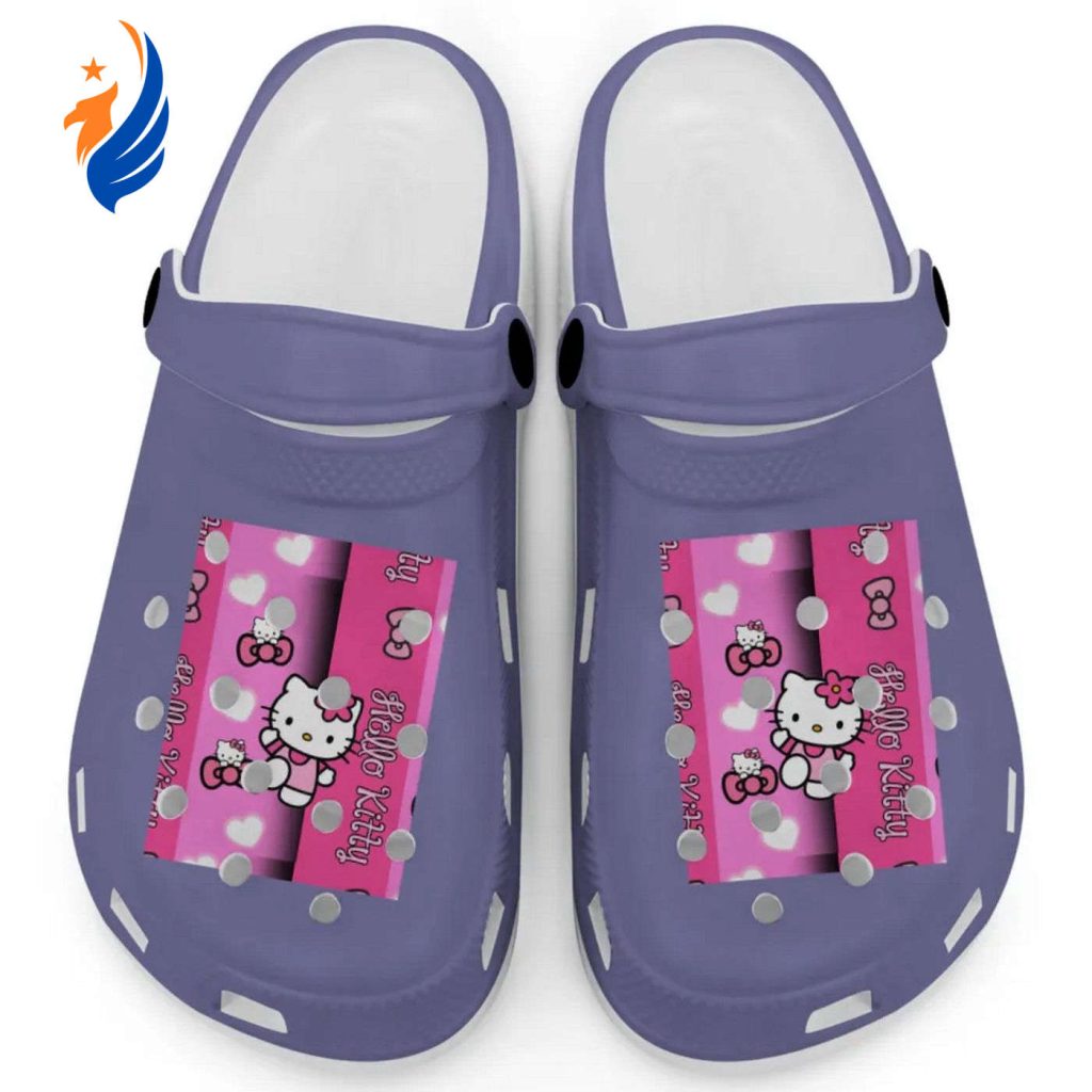Hello Kitty Pink Stripes Grape Clogs For Kids And Adults Hello Kitty Pink Stripes Grape Clogs For Kids And Adults