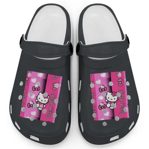 Hello Kitty Pink Stripes Graphite Clogs For Kids And Adults