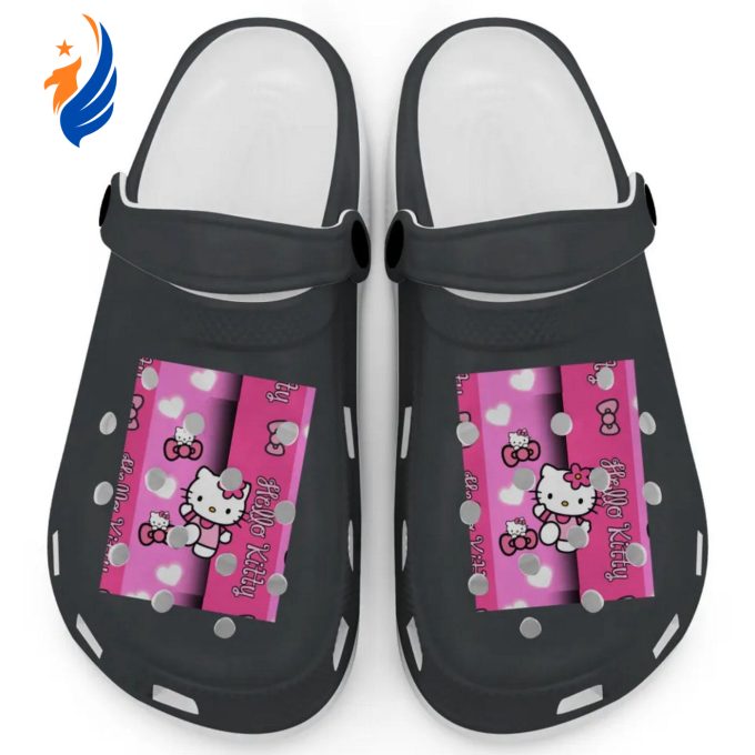 Hello Kitty Pink Stripes Graphite Clogs For Kids And Adults Hello Kitty Pink Stripes Graphite Clogs For Kids And Adults