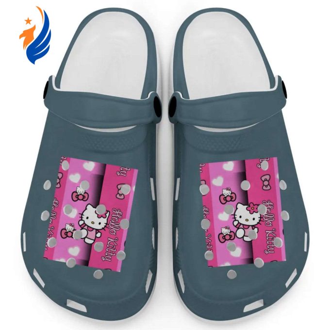 Hello Kitty Pink Stripes Ice Blue Clogs For Kids And Adults