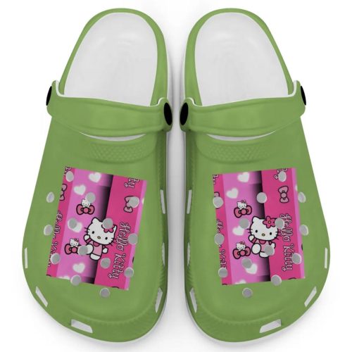 Hello Kitty Pink Stripes Kiwi Clogs For Kids And Adults