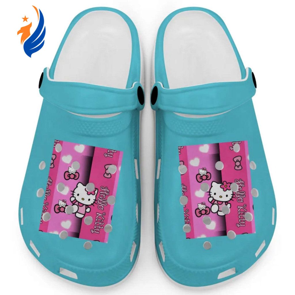 Hello Kitty Pink Stripes Lagoon Blue Clogs For Kids And Adults Hello Kitty Pink Stripes Lagoon Blue Clogs For Kids And Adults