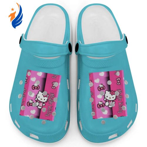 Hello Kitty Pink Stripes Lagoon Blue Clogs For Kids And Adults