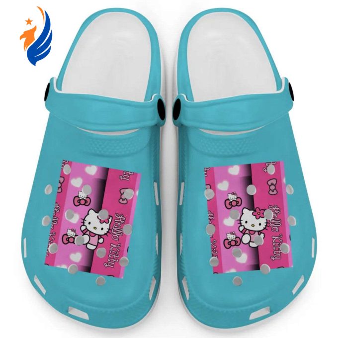 Hello Kitty Pink Stripes Lagoon Blue Clogs For Kids And Adults