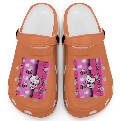 Hello Kitty Pink Stripes Melon Clogs For Kids And Adults