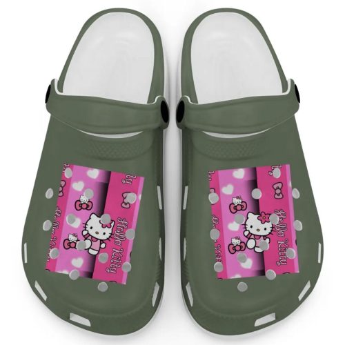 Hello Kitty Pink Stripes Moss Clogs For Kids And Adults