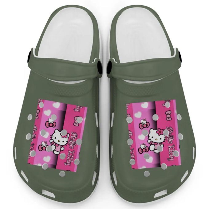 Hello Kitty Pink Stripes Moss Clogs For Kids And Adults