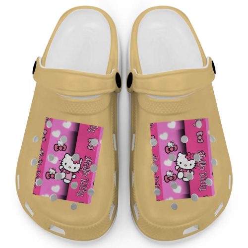 Hello Kitty Pink Stripes Mustard Clogs For Kids And Adults